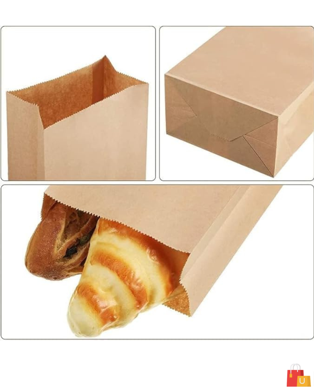Miniexpress.lk - 2024-12-27T062235.632 100-Piece Square Bottom Kraft Paper Bags – Ideal for Restaurants, Takeaway, Grocery Shopping, Medical Supplies, Bakery Items, and Food Packaging – Sturdy Flat Bottom Design (11.5x8x4.9 Inches) - Image 1