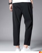 Men's Solid Black Track Pants - Image 2