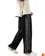 Men's Black Striped Track Pants - Image 2