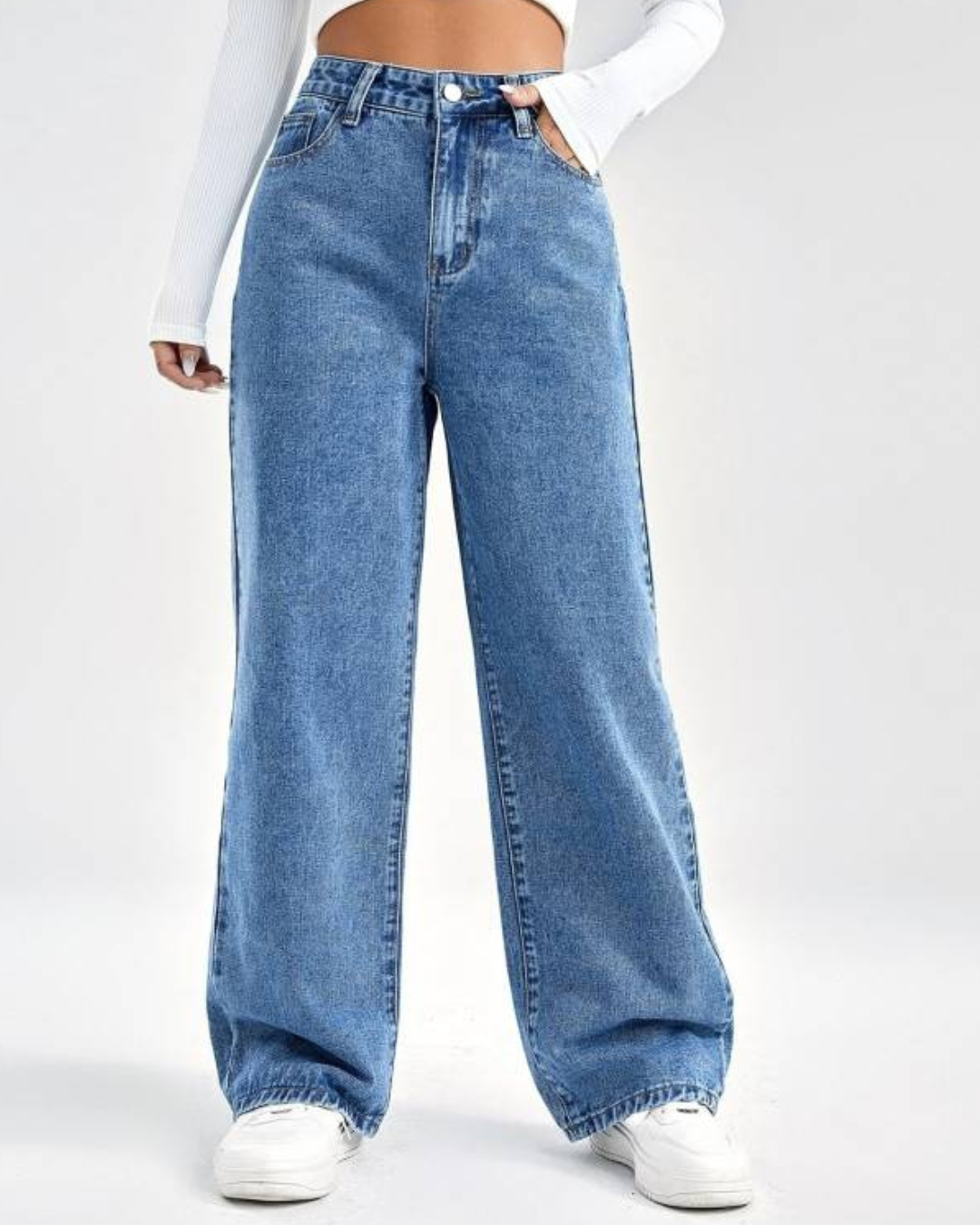 Miniexpress.lk (63) Stylish High-Rise Boot-Leg Blue Jeans for Women - Image 1