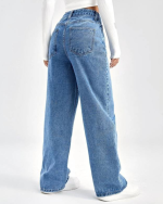 Stylish High-Rise Boot-Leg Blue Jeans for Women - Image 2