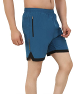 Solid Blue Sports Shorts for Men - Image 2