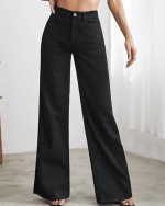 Women's Black Straight Fit High-Rise Jeans