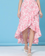 Women Pink Floral Print Flared Skirt