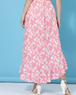 Women Pink Floral Print Flared Skirt - Image 2