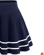 Women's Classic Stretchy Striped Solid Skater Skirt with Inner Shorts - Image 2