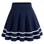 Women's Classic Stretchy Striped Solid Skater Skirt with Inner Shorts