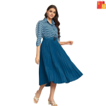 Women’s Fit and Flare Blue Dress | Elegant and Stylish One-Piece Outfit for All Occasions