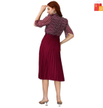 Women’s Fit and Flare Wine Dress | Elegant Midi Dress for All Occasions - Image 2