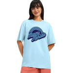 Baggy Fit Graphic T-Shirt for Women & Girls | Round Neck, Drop Shoulder, Half Sleeve Cotton Design (Sizes: S to XL) .