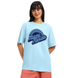 Baggy Fit Graphic T-Shirt for Women & Girls | Round Neck, Drop Shoulder, Half Sleeve Cotton Design (Sizes: S to XL) .