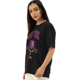 Baggy Fit Graphic T-Shirt for Women & Girls | Round Neck, Drop Shoulder, Half Sleeve Cotton Design (Sizes: S to XL) .