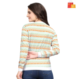 Mustard Printed T-Shirt for Women | Wool Blend with Round Neck - Image 2