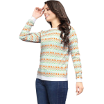 Mustard Printed T-Shirt for Women | Wool Blend with Round Neck