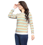 Mustard Printed T-Shirt for Women | Wool Blend with Round Neck