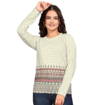 Cream Printed T-Shirt for Women | Wool Blend with Round Neck