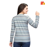 Blue Printed T-Shirt for Women | Wool Blend with Round Neck - Image 2