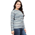 Blue Printed T-Shirt for Women | Wool Blend with Round Neck