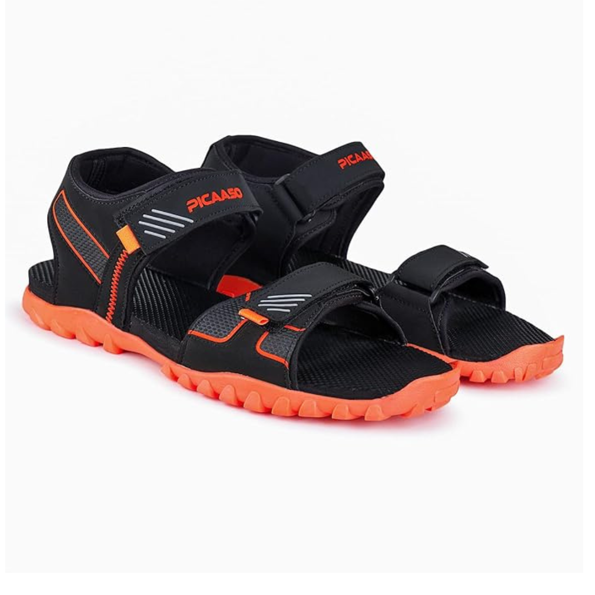 Untitled design - 2024-12-03T000024.052 Men's Sports & Outdoor Sandals | Lightweight Anti-Skid Floaters | Double Velcro Strap Adjustable Sandals | Comfortable Running, Gym, and Walking Footwear for Men & Boys - Image 1
