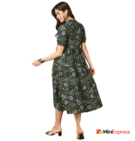 Antaran Chic Floral Print Puff Sleeve Midi Dress for Casual & Party Wear - Image 3