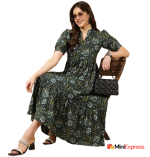 Antaran Chic Floral Print Puff Sleeve Midi Dress for Casual & Party Wear - Image 2