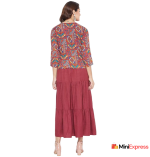 HELLO DESIGN Women's Rayon 3/4 Sleeve Flared Full-Length Maxi Dress - Image 2