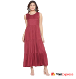 HELLO DESIGN Women's Rayon 3/4 Sleeve Flared Full-Length Maxi Dress - Image 3