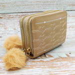 Women’s RFID-Blocking Beige Card Holder – Artificial Leather