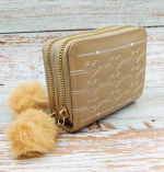 Women’s RFID-Blocking Beige Card Holder – Artificial Leather