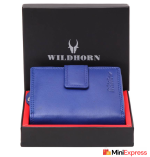 Elegant Women’s Blue Genuine Leather Wallet – Compact Design with 10 Card Slots