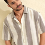 Oversized Striped Spread Collar Casual Shirt for Men