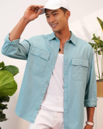 Men's Slim Fit Solid Casual Shirt with Cutaway Collar