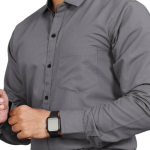 Men's Regular Fit Solid Formal Shirt with Button-Down Collar
