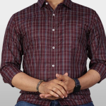 Men's Classic Regular Fit Checkered Spread Collar Formal Shirt