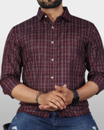 Men's Classic Regular Fit Checkered Spread Collar Formal Shirt