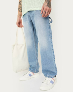 Men's Loose Fit Mid-Rise Grey Denim Jeans