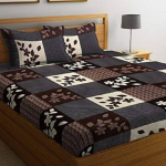 Goodrik 140 TC Microfiber Double Bedsheet - 3D Printed Elegance in Brown