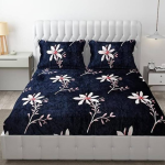 Luxurious Woolen Fitted Bedsheet with Elastic – King Size, Floral Brown Pattern
