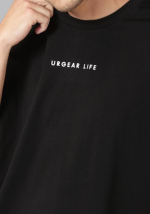 Round Neck Black Cotton T-Shirt for Men - Image 3