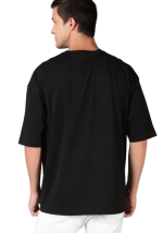 Round Neck Black Cotton T-Shirt for Men - Image 2