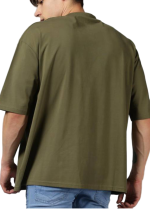Classic Solid Round Neck T-Shirt for Men - Green - Image 2