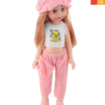 Charming Girl Doll in Pink Dress for Young Children