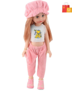 Charming Girl Doll in Pink Dress for Young Children