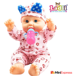 Cute Little Boy Doll in Teddy-Print Outfit – Removable Clothes, Pink