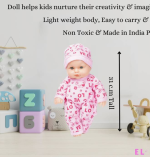 EL FIGO Cute Soft Body Doll for Kids – Moveable Head, Arms & Legs, 30 cm (Pink) - Image 3