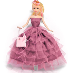 Mini Gifts Doll Set with Rose Gold Frock Dress and Bag (Gold)