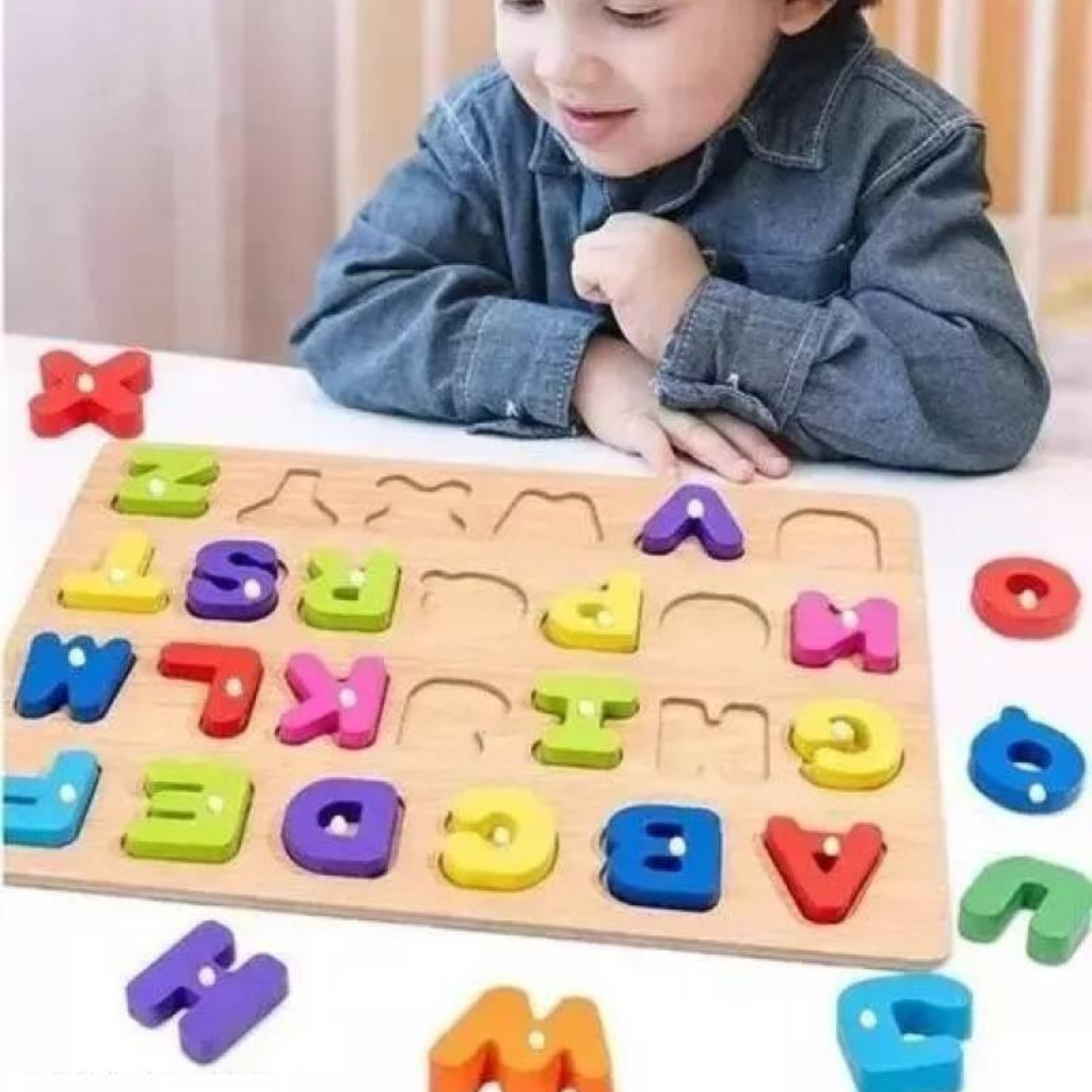 Untitled design - 2024-12-26T092217.572 Zarqito Wooden Educational Creative Learning A to Z English Alphabet Board Puzzle (26 Pieces) - Image 1
