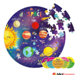 Lattice Outer Space Solar System 60-Piece Jigsaw Floor Puzzle with 4 Double-Sided Flashcards