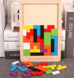 Travel Edition Tetris Tangram Puzzles for Kids – Wooden Intelligence Brain Games (40 Pieces)
