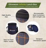 Oliveware New Mini Insulated Lunch Box with 3 Leak-Proof Containers (1350 ml, Orange, Thermoware Design for Hot & Fresh Meals) - Image 2